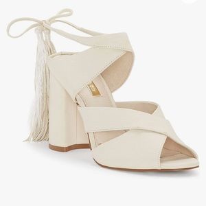 Louise et cie Kaelina lace up ivory tassle sandals